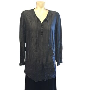 Coldwater Creek‎ Size Small Blue Embellished Blouse With Tie And Buttons